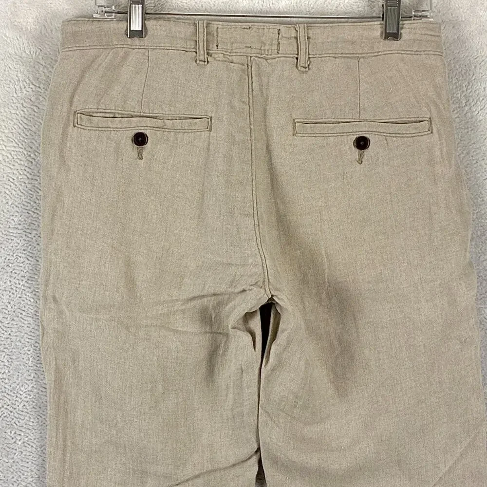 Abercrombie & Fitch Pants Men Size 29x32 (30x32) Beige Langdon Skinny 100% Linen